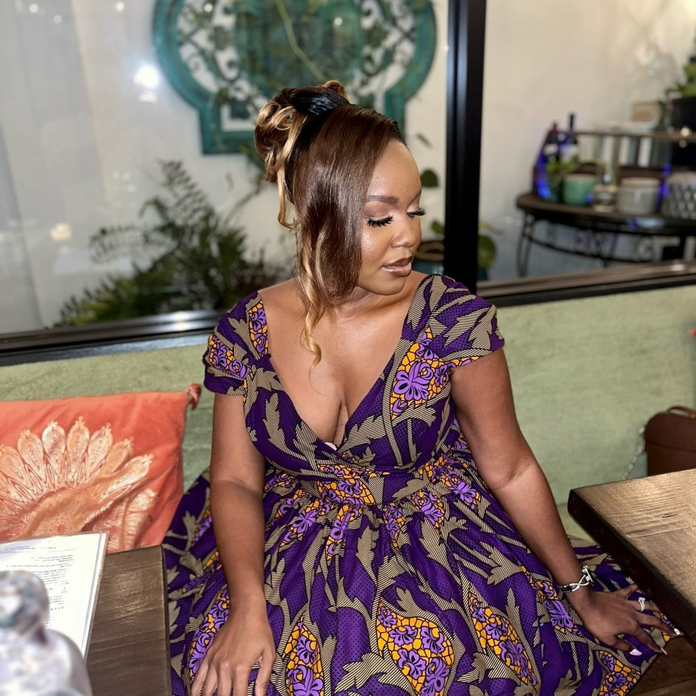 Vibrant Purple Floral Midi Dress